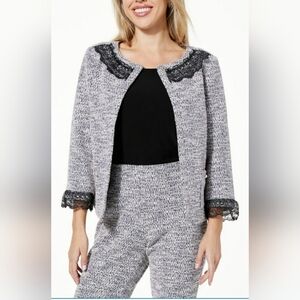 C Wonder by Christian Siriano Stretch  Tweed & Lace 2pc Pant Suit, Size S, NWOT